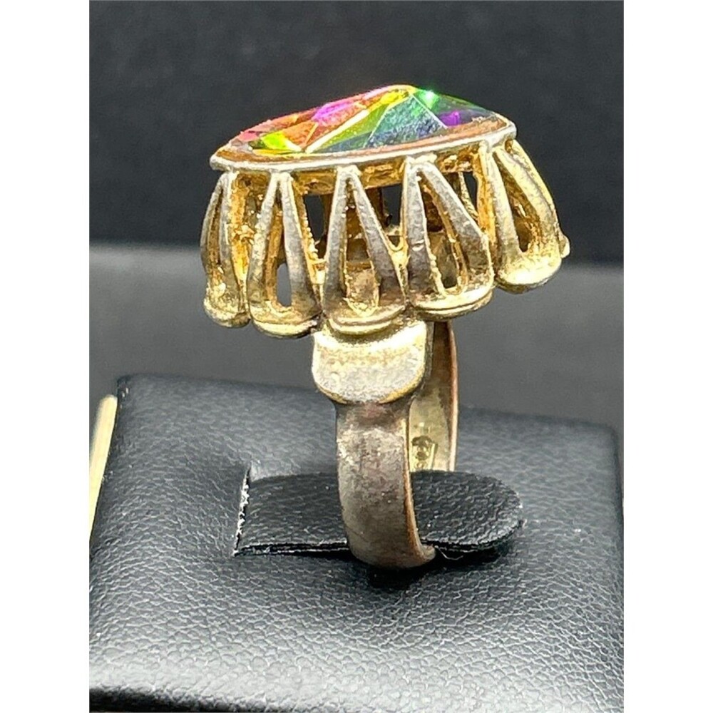 Vintage Whiting & Davis Watermelon Tourmaline Quartz Ring 5.5 - Picture 8 of 8